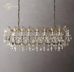 Crystal Iron Chandelier: Modern Brass Candle Chandeliers for Living Dining Room