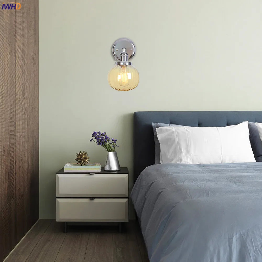 Amber Glass Ball Wall Lights - Modern LED Wall Lamp for Home Bedroom Mirror Stair