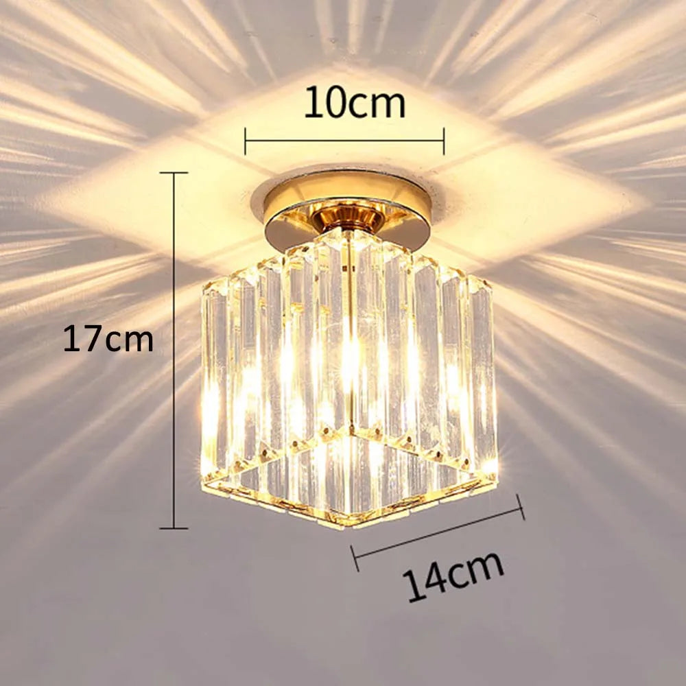 Crystal Pendant Ceiling Light, Modern E27 Semi Flush Design for Home Decor