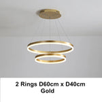 LED Chandelier Rings Pendant Light - Coffee Gold Dimmable Ceiling Lamp