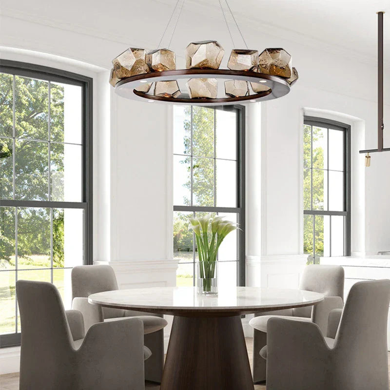 Stone Design G4 LED Round Chandelier for Modern Foyer Lighting