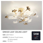 Ginkgo Leaf Bedroom Lamp: Post-modern Minimalist Art Ceiling Light, Elegant and Romantic