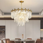 Round Glass Suspension Chandelier – Modern French Style Light Luxury for Living Room