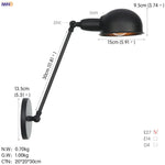 Vintage Industrial Wall Light Swing Arm LED Bedroom Cafe Stair Black