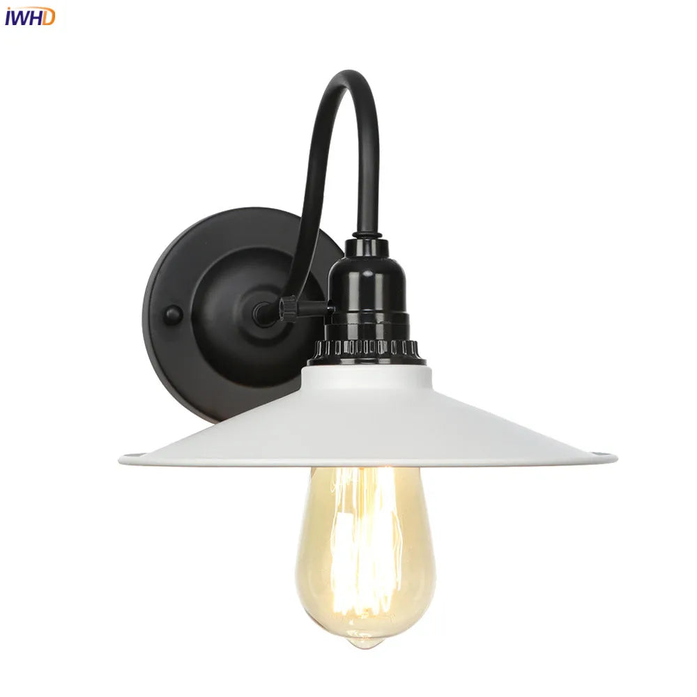 Vintage Industrial Wall Lamp Sconce LED - White Antique Loft Stair Bedroom