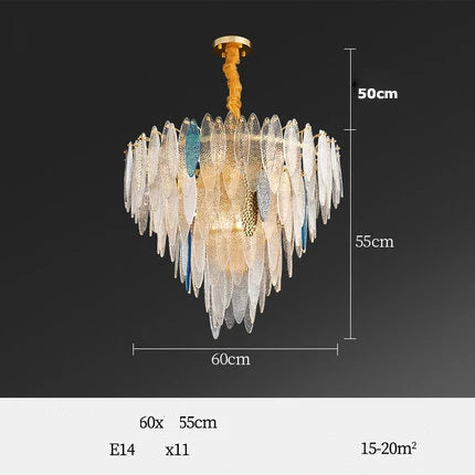 Art Deco Glass Iron LED Chandelier for Dinning Room