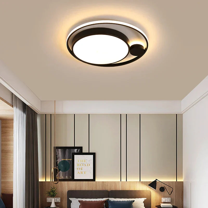 Modern Black LED Ceiling Lamps for Living Room Bedroom Chandelier Fixtures