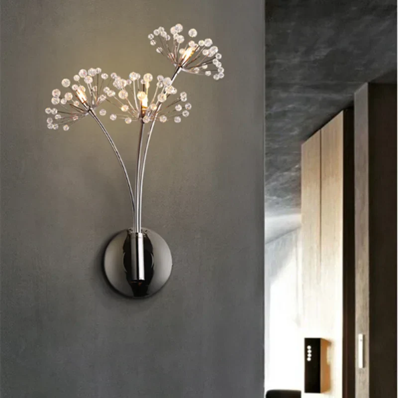 Dandelion Crystal Flower Wall Lamp for Bathroom, Bedroom, Living Room.
