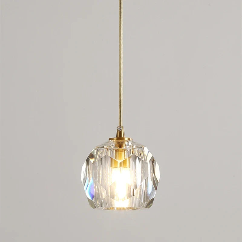 Diamond Crystal Copper LED Pendant Chandelier for Stylish Indoor Lighting.