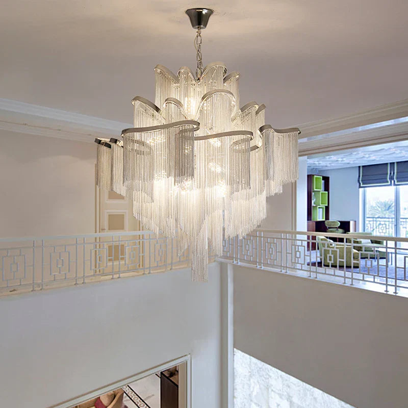 Retro Vintage LED Aluminum Chandelier Lighting in Gold Chrome Silver