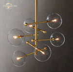 Modern Black Brass Chandelier Clear Glass Globe Island Pendant Lights