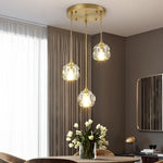 Diamond Crystal Copper LED Pendant Chandelier for Stylish Indoor Lighting.