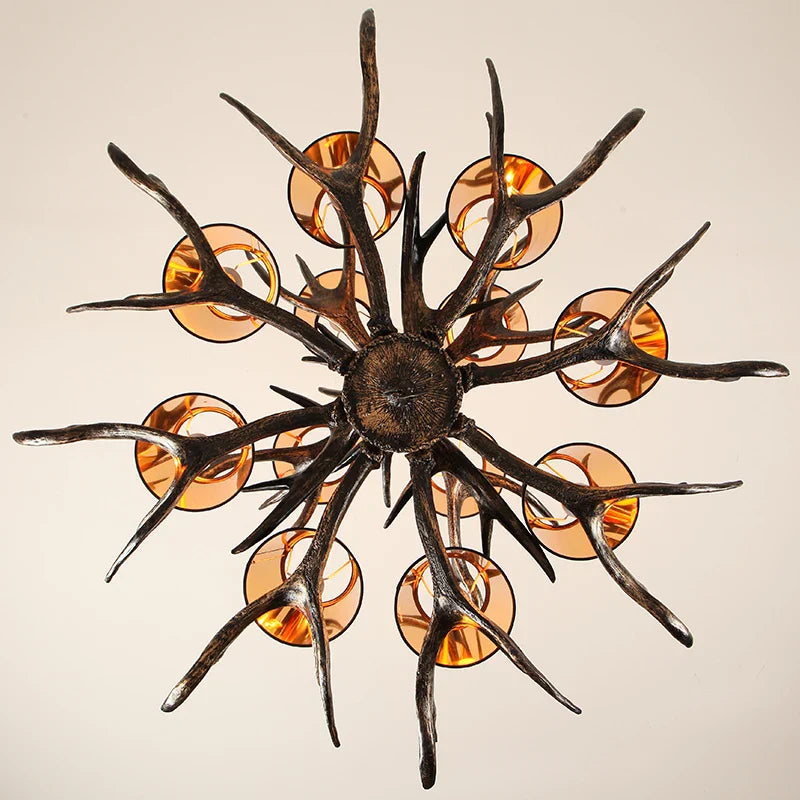 Retro Antlers LED Chandelier Table Dining Room Kitchen Interior Lighting Fixture