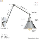 Silver Swing Arm LED Wall Light - Industrial Vintage Wall Sconce