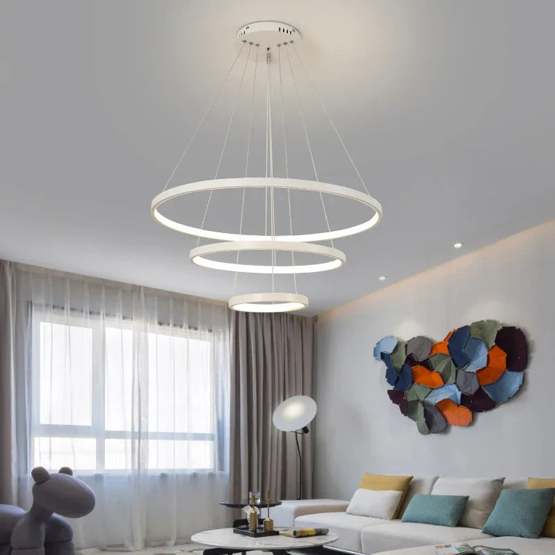 LED Ceiling Chandelier Round Pendant Light for Modern Home Interior Lighting