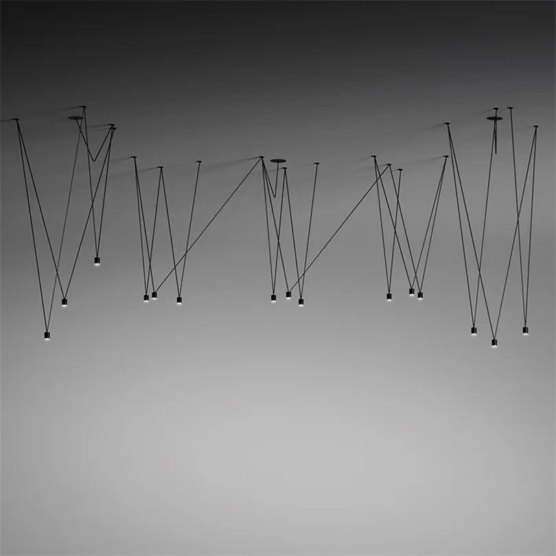 Geometric LED Wire Pendant Chandelier - Industrial Home Decor Spider Lamp