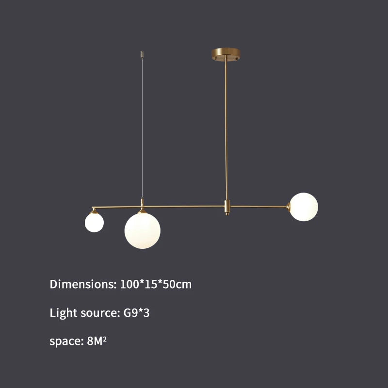Gold Copper Glass Ball Chandelier Pendant for Dining Room & Kitchen