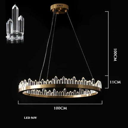 Golden Crystal LED Chandelier for Modern Dining Room