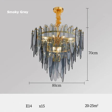 Art Deco Glass Iron LED Chandelier for Dinning Room