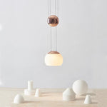 JOJO Modern LED Glass Pendant Lamp, Adjustable Height, Gold Nightstand Light