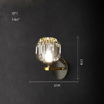 Black Gold Copper Crystal LED Wall Sconce Light for Bedroom Corridor