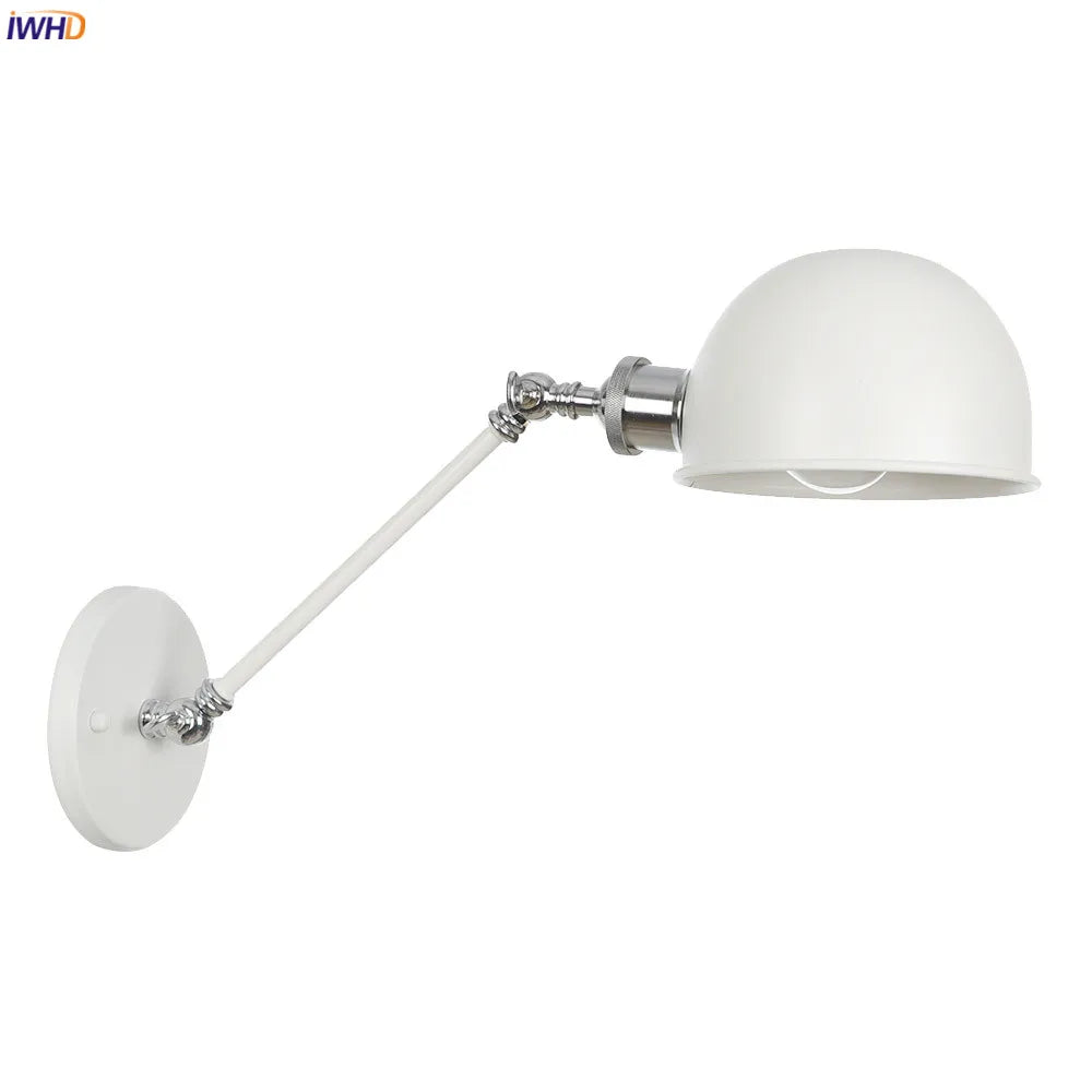 Adjustable Swing Arm Wall Sconce Industrial Vintage Retro White Wall Light