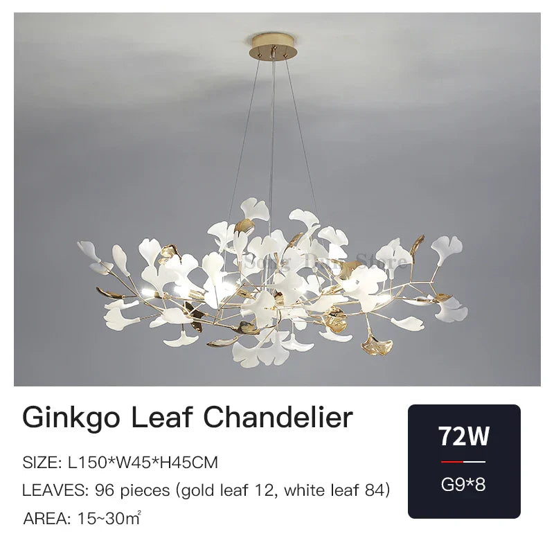 Ginkgo Leaf Decor Chandelier - Nordic Fine Flower Art Light for Living Room