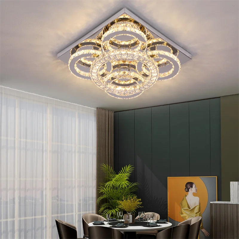 Afralia Smart LED Chandelier Modern Ceiling Lamp Remote Control for Living Dining Room