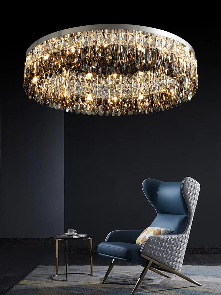 Crystal Chrome Ceiling Lamp - Simple Modern Nordic Living Room Dining Bedroom Lighting
