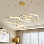 LED Chandelier Rings Pendant Light - Coffee Gold Dimmable Ceiling Lamp