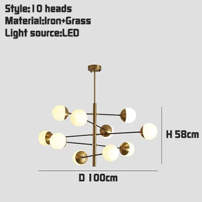 Golden Glass Magic Bean Chandelier: Modern Luxury for Living Room & Dining Room