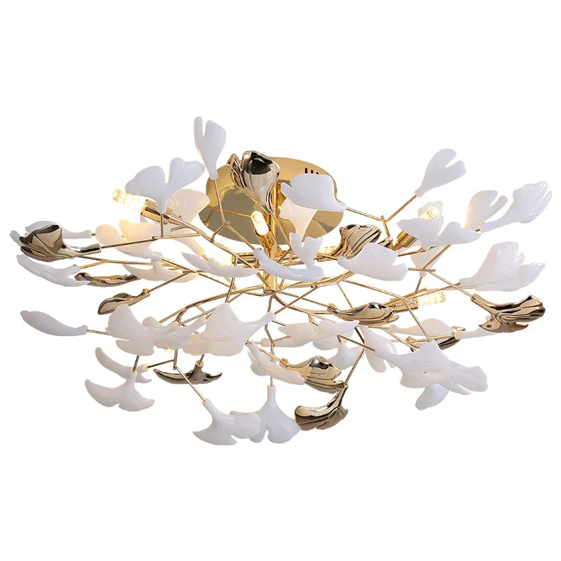 Ginkgo Leaf Bedroom Lamp: Post-modern Minimalist Art Ceiling Light, Elegant and Romantic