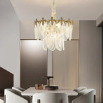 Round Glass Suspension Chandelier – Modern French Style Light Luxury for Living Room