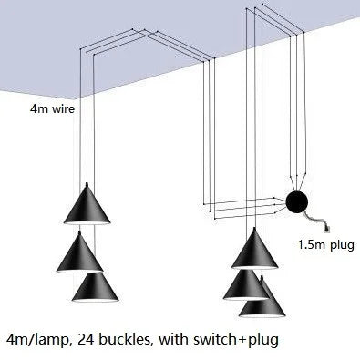 Geometric LED Pendant Light for Living Room Bedside - Nordic Style Glam Fixtures