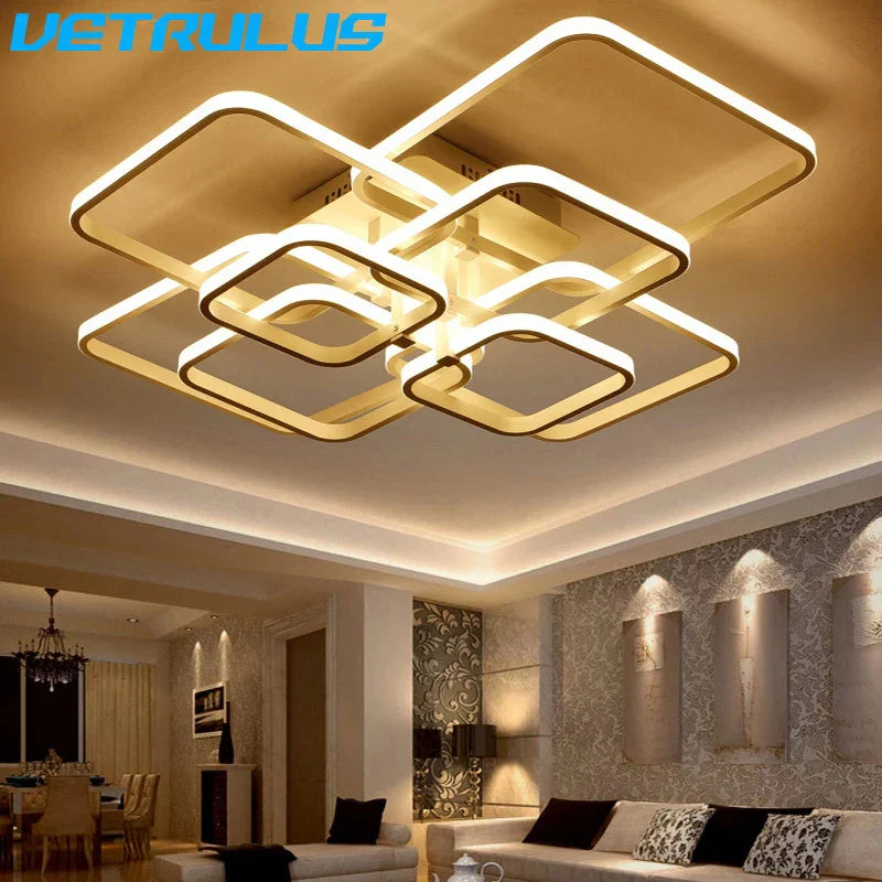 White Acrylic Chandelier LED Ceiling Lamp for Living Dining Room Home Decor