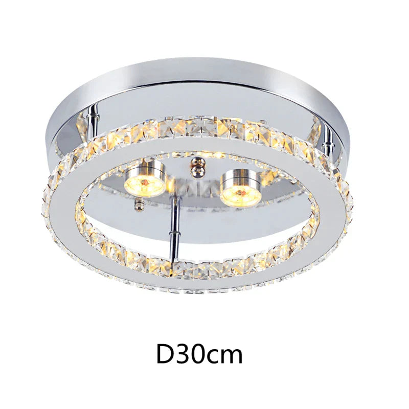 LED Crystal Chandelier Mirror Rings Ceiling Light for Home Décor