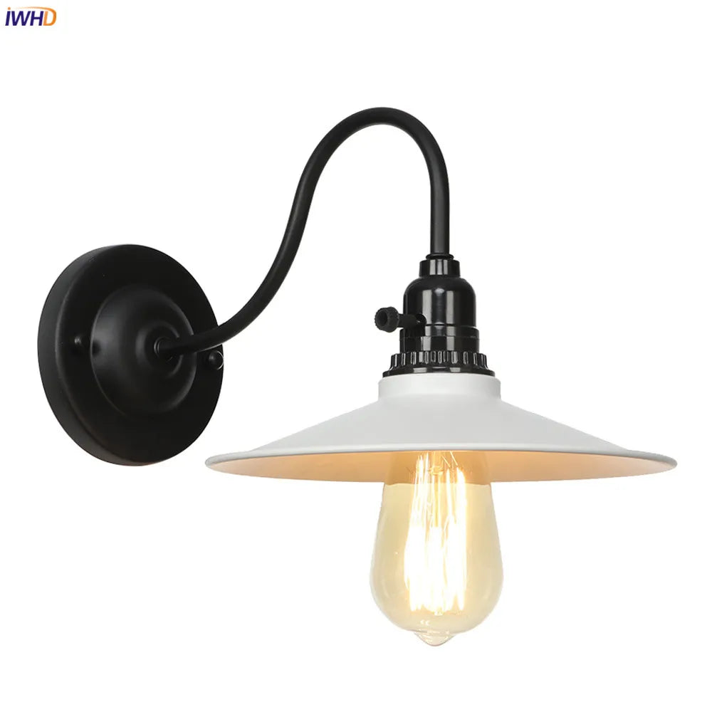 Vintage Industrial Wall Lamp Sconce LED - White Antique Loft Stair Bedroom