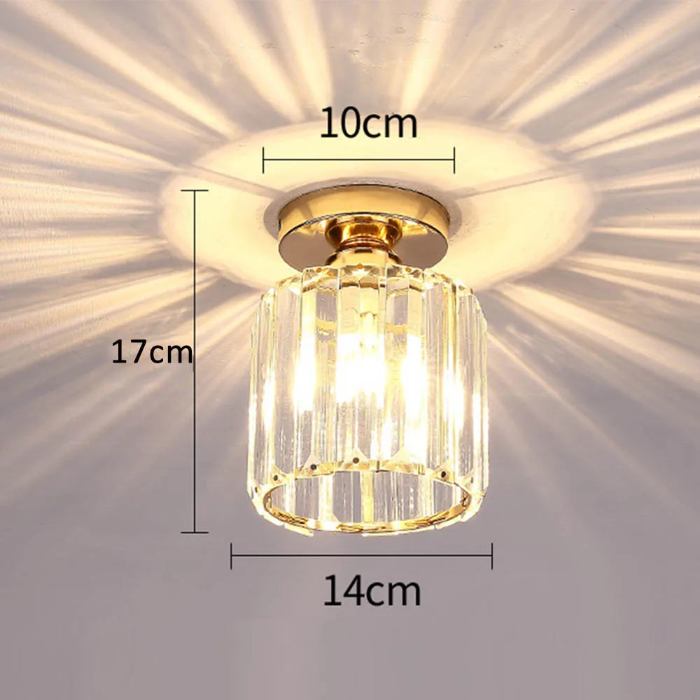 Crystal Pendant Ceiling Light, Modern E27 Semi Flush Design for Home Decor