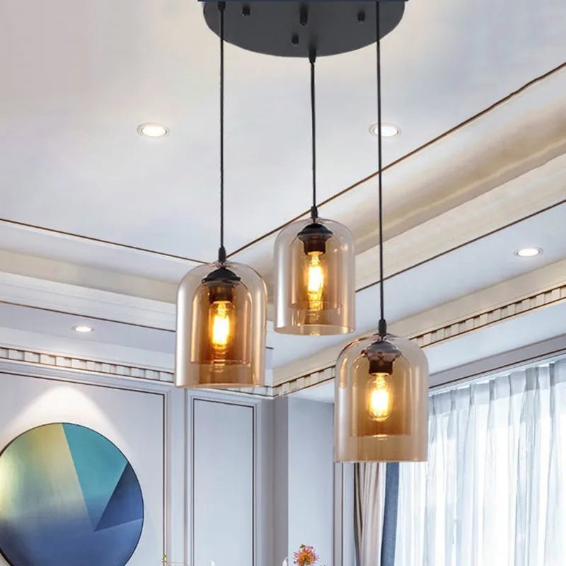 Smoke Grey Glass Chandelier for Living room Bedroom Kitchen Coffee Shop Light