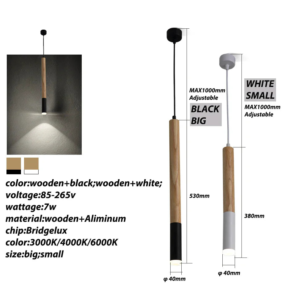 Long Tube LED Pendant Light for Dining, Living, Kitchen, Shop, Bar, Cafe