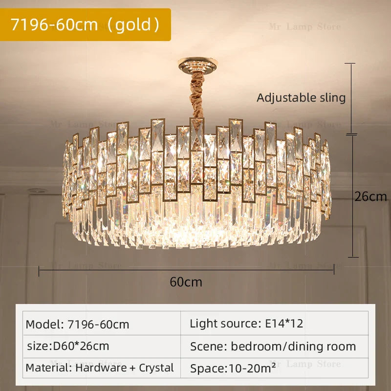 Crystal Chandelier: Modern Luxury Lighting for Living Room, Bedroom, Kitchen