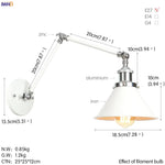 Silver Swing Arm LED Wall Light - Industrial Vintage Wall Sconce