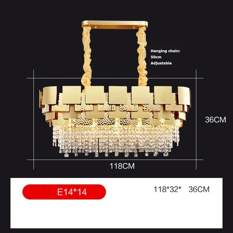 Golden Crystal Stainless Steel Pendant Light for Stylish Foyer