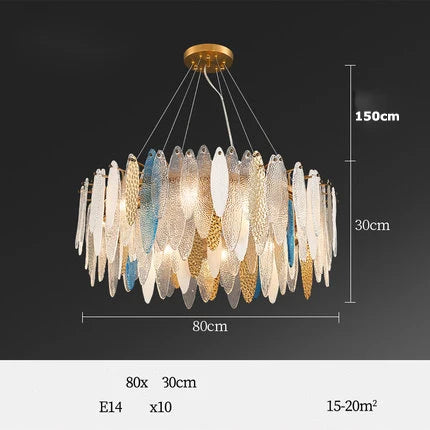 Art Deco Glass Iron LED Chandelier for Dinning Room