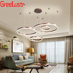 LED Chandelier Rings Pendant Light - Coffee Gold Dimmable Ceiling Lamp