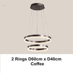 LED Chandelier Rings Pendant Light - Coffee Gold Dimmable Ceiling Lamp