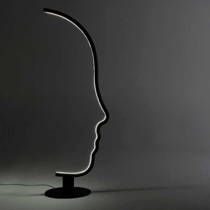 Black Nordic Human Face LED Floor Lamp: Adjustable Indoor Lighting for Living Room