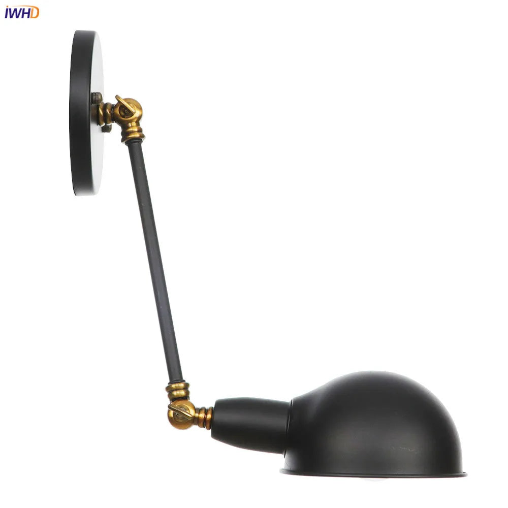 Vintage Industrial Wall Light Swing Arm LED Bedroom Cafe Stair Black