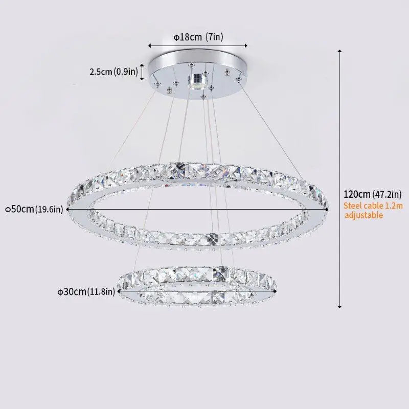 Crystal LED Ring Pendant Chandelier for Modern Living Dining Room Décor