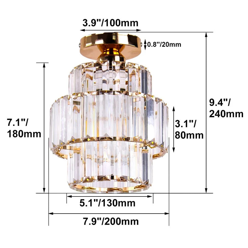Crystal Chandelier: Elegant LED Ceiling Light for Living Room, Bedroom, and Aisle. Luxurious Modern Design.